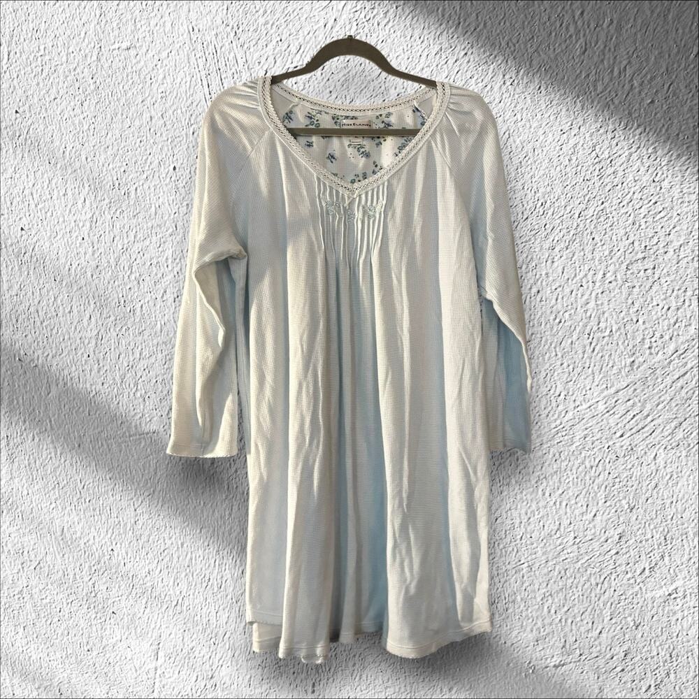 Miss Elaine Blue Nightgown XL Knee Length Embroidered Cottagecore Fairy
Garden